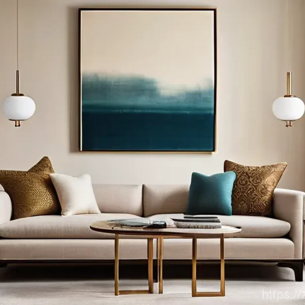 전통주택에 적합한 인테리어 소품 - **Prompt: A serene and inviting living room that harmoniously blends traditional Chinese aesthetics ...