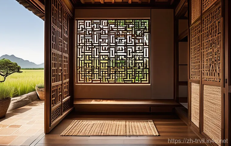 전통주택의 실용성 - **Prompt:** A tranquil and cool traditional Chinese courtyard home on a bright summer afternoon. Wid...