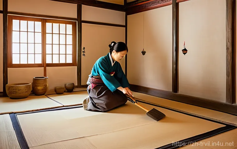 한옥 보수 자재 - Prompt 1: The Earthen Embrace of a Hanok Interior**