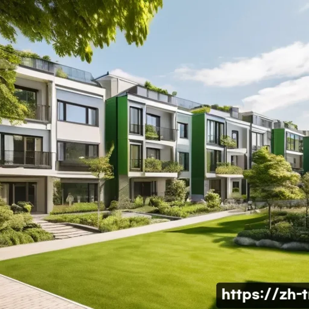 전통주택의 조망권 - A modern residential neighborhood during daytime, showcasing spacious apartment buildings with wide ...