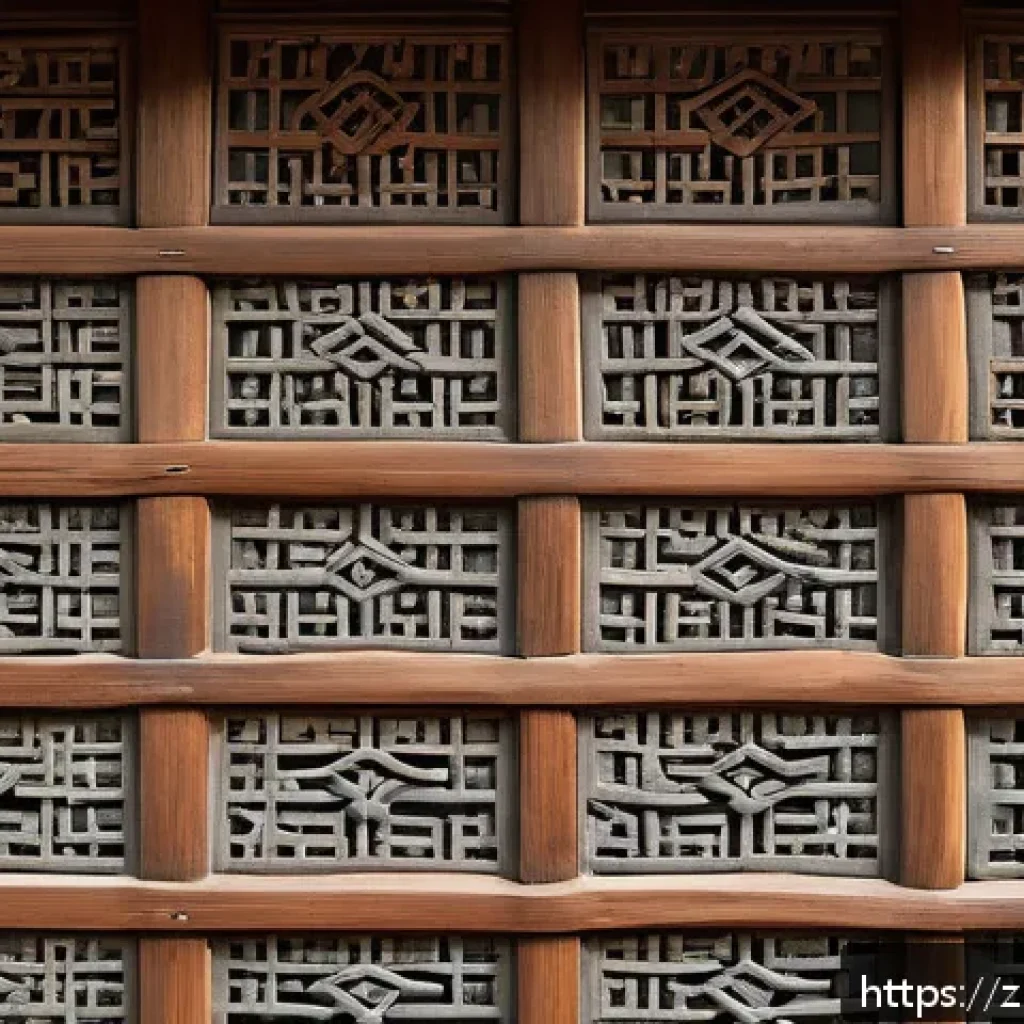 한옥의 벽돌 기법 - A traditional Korean hanok wall featuring intricately textured clay bricks with natural earthy tones...