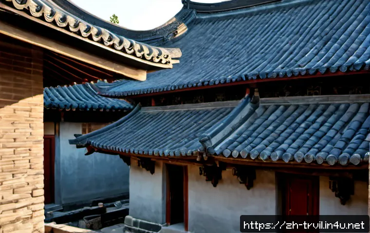 전통주택의 복원 공법 - Photorealistic restoration of a traditional Chinese courtyard house, skilled craftspeople carefully ...